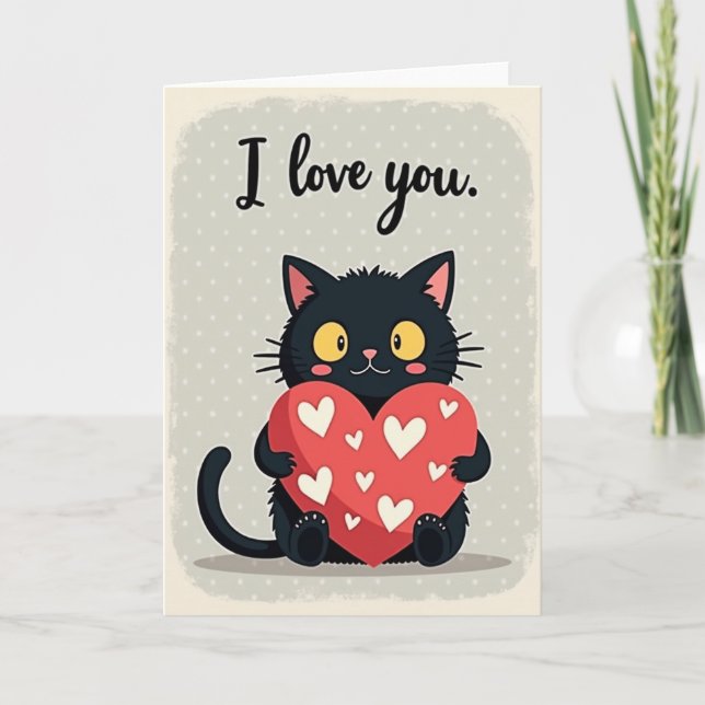 Carte Je T'Aime Chat Noir (Devant)