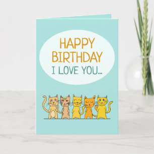 Carte Je T'Aime Chat Personne Heureux Salutation d'anniv