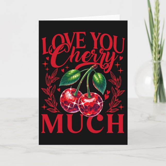 Carte Je t'aime Cherry Much Strawberry Heart Disco Ll V (Devant)