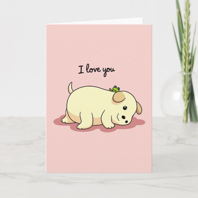 Carte Je T'Aime Chien Grenouille (Devant)