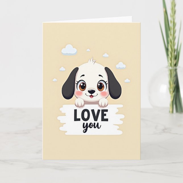 Carte Je T'Aime Chiot (Devant)