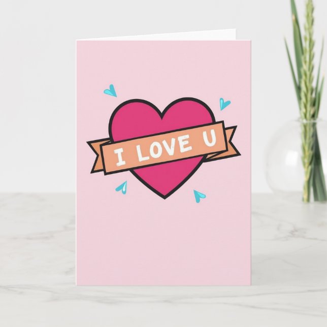 Carte Je T'aime Coeur Rose (Devant)
