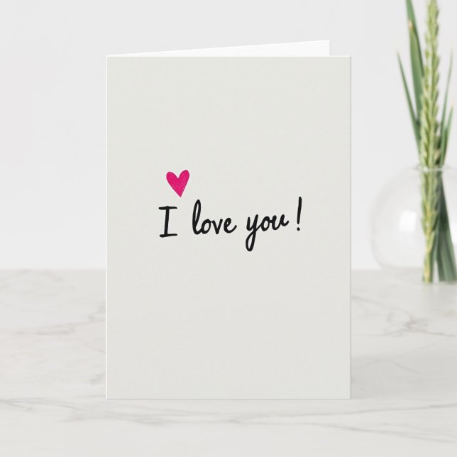 Carte Je T'Aime Cœur Rose (Devant)