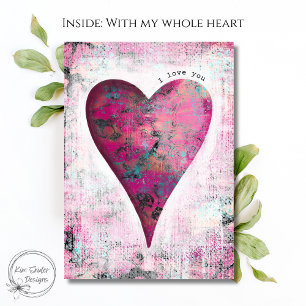 Carte "Je t'aime" Cœur rose Amour