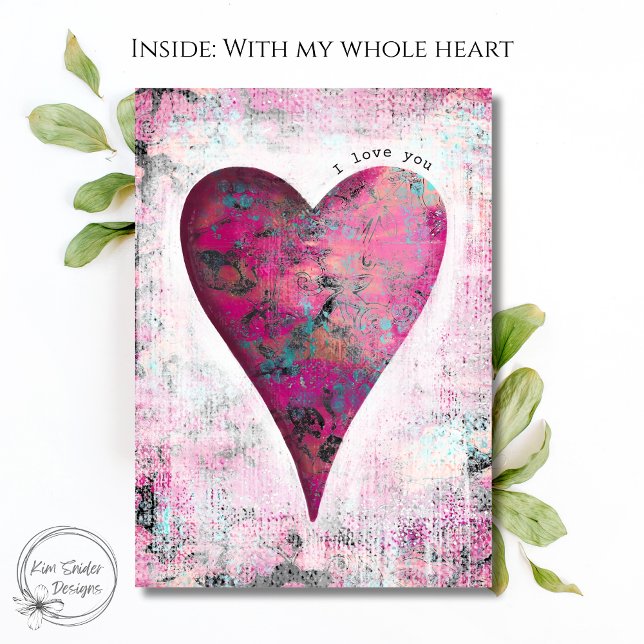 Carte "Je t'aime" Cœur rose Amour (Créateur téléchargé)