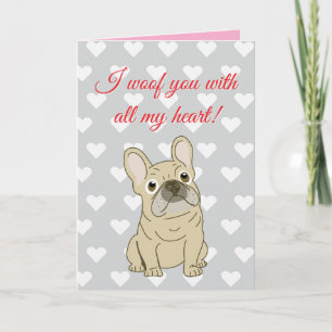 Carte Je t'aime - cœurs de Bouledogue Français