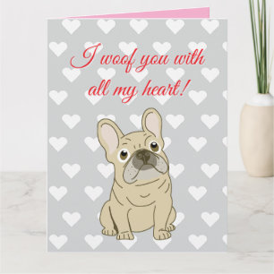 Carte Je t'aime - cœurs de bouledogue français