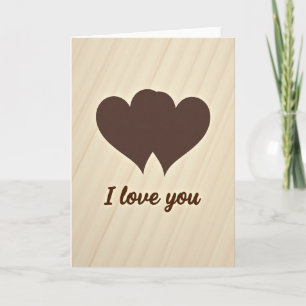 Carte Je T'Aime Coeurs Grain de Bois