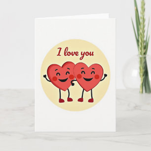 Carte « Je t'aime, cœurs heureux »