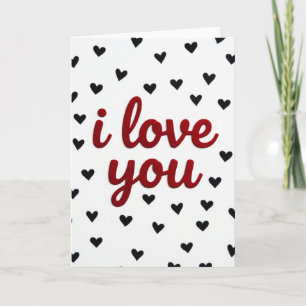Carte 'Je t'aime cœurs noirs'