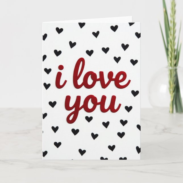 Carte 'Je t'aime cœurs noirs' (Devant)