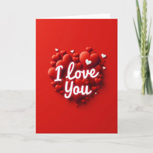 Carte Je T'Aime Cœurs Rouges Gonflés