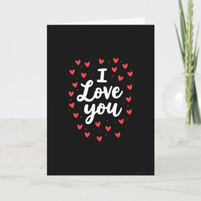 Carte « Je t'aime » Cœurs Rouges Lisses (Devant)