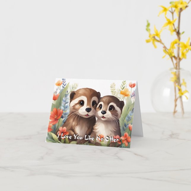 Carte Je t'aime comme aucune autre loutre Saint-Valentin (Fleur jaune)