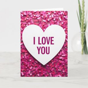 Carte Je T'Aime Confettis Rectangle Rose