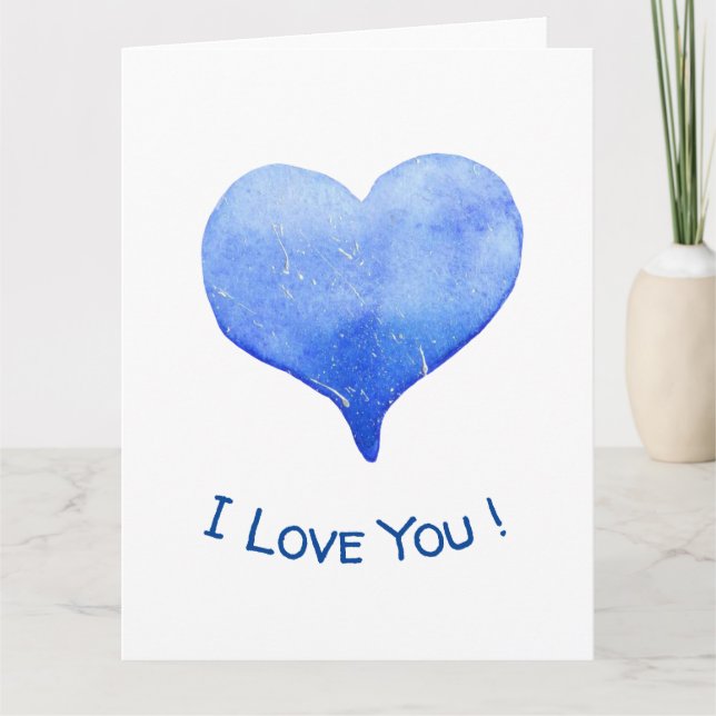 Carte Je t'aime Cute Blue Heart Saint-Valentin   (Devant)
