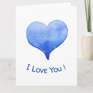 Carte Je t'aime Cute Blue Heart Saint-Valentin