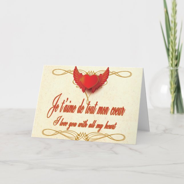 Carte Je t'aime de tout mon cœur (Devant)