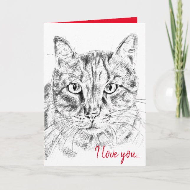 Carte Je t'aime drôle chat 40e anniversaire de rubis (Devant)