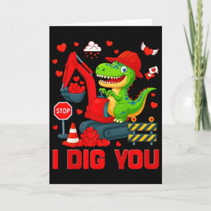 Carte Je t'aime drôle cœur dinosaure camion Saint Valent
