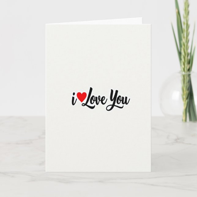 Carte Je T'Aime Écriture Cœur Rouge (Devant)