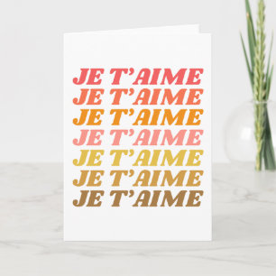 Carte Je T'aime français dire la typographie rétro