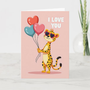 Carte Je T'Aime Guépard Mignon