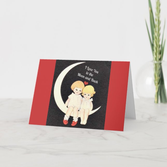 Carte Je t'aime jusqu'à la lune et retour, design popula (Devant)