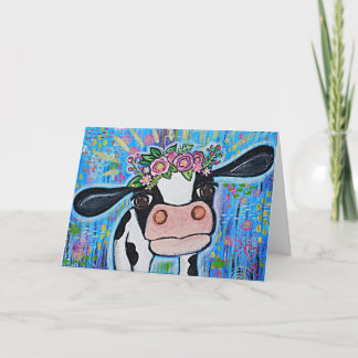 Carte "Je t'aime jusqu'à la luuu-ne & retour" Vache Mign