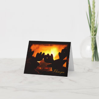 Carte Je t'aime la carte. Soirée chaude et cosy