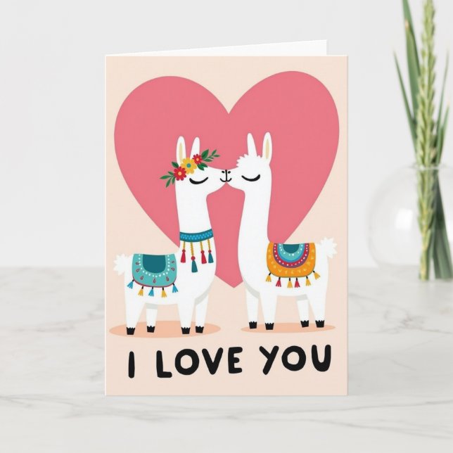 Carte Je T'aime Llamas (Devant)