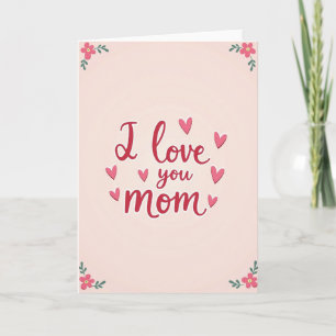 Carte « Je t'aime maman » avec texte manuscrit