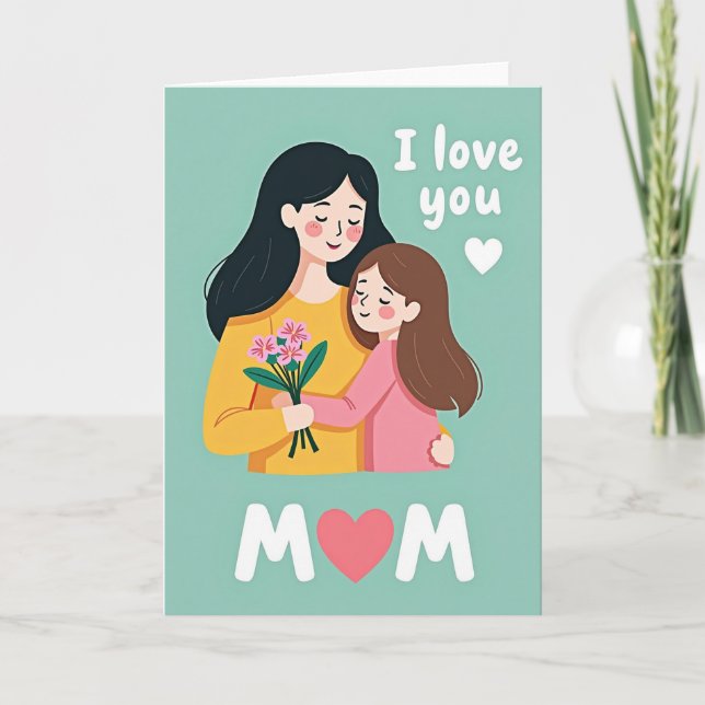 Carte « Je t'aime, maman, câlin » (Devant)