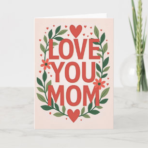 Carte « Je t'aime maman » cœur rouge gras