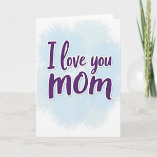 Carte « Je t'aime maman » écriture violette
