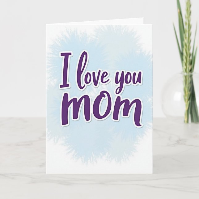 Carte « Je t'aime maman » écriture violette (Devant)