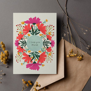 Carte Je t'aime maman florale