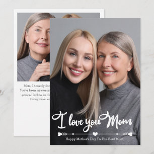 Carte Je t'aime maman personnalisé deux photos fête des