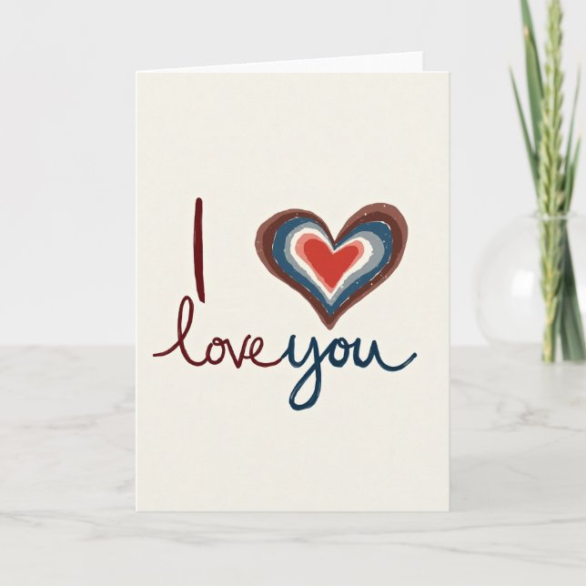 Carte Je T'Aime Marron (Devant)