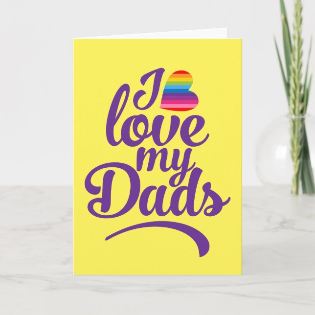 Carte Je t'aime mes papas - Fête des pères LGBTQ Pride (Devant)
