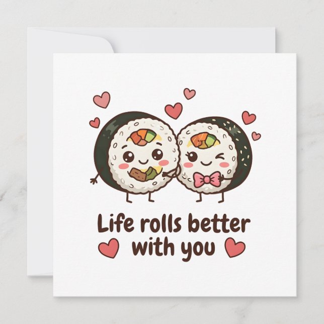 Carte Je t'aime Mignon Greeting coréen Kimbap  (Devant)