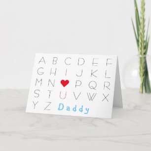 Carte Je t'aime mignonne pour papa Fête des pères ABCD A