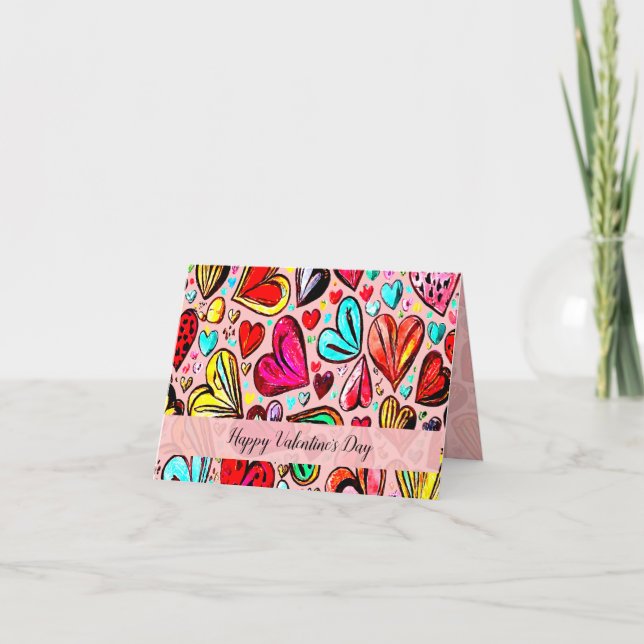 CARTE JE T'AIME MOTIF À CŒUR FUNK (Devant)