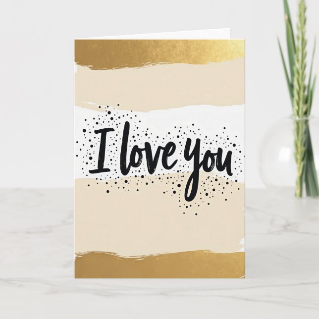 Carte « Je t'aime » Or Et Points (Devant)