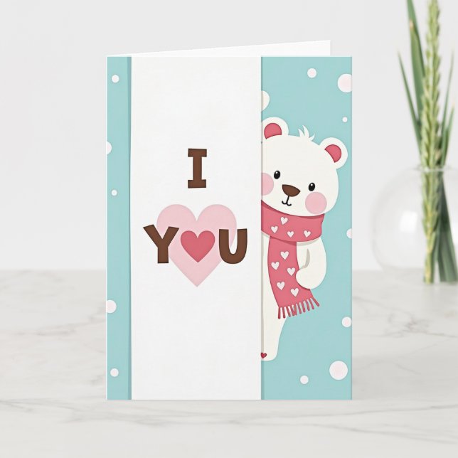 Carte Je T'Aime Ourson Polaire Mignon (Devant)