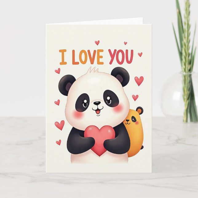 Carte Je T'Aime Panda (Devant)