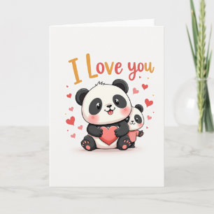 Carte Je T'Aime Panda Mignon