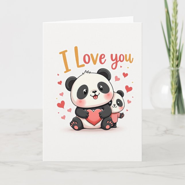 Carte Je T'Aime Panda Mignon (Devant)