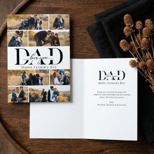 Carte Je t'aime Papa Photo Collage Cœur Fête des Pères
