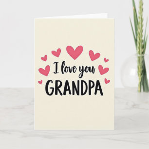 Carte « Je t'aime papi » avec des cœurs